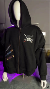 Hearujoy Harajuku Zoro Knife Print Hoodies Women Streetwear Vintage Oversized Zip Hoodie Y2k Top Sweatshirt Tracksuit Casual Men Clothing